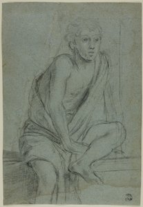 Sittande ungdom: Study for Flagellation of Saint Andrew av Domenichino