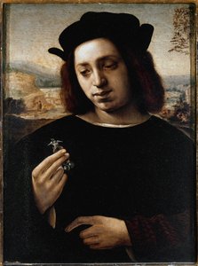 Porträtt av människan, känt som guldet - olja på duk av Domenico Ghirlandaio