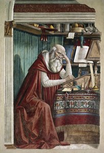 Saint Hieronymus i hans arbetsrum - Fresco av Domenico Ghirlandaio