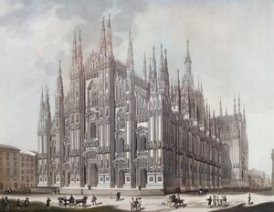 Duomo, eller Milanos katedral (tryck) av Domenico (after) Landini