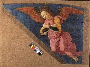 Ängel, panel från Figline-altartavlan (fresk) av Domenico (workshop) Ghirlandaio