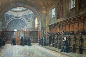 Kören för kyrkan Saint Mary Donnaregina nuova, andra hälften av 1800-talet (olja på duk) av Domenico Battaglia