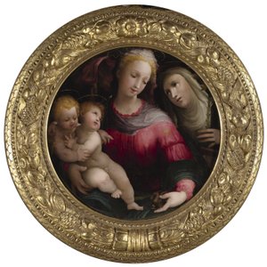 Madonna och barnet med Johannes Döparen och Katarina av Siena av Domenico Beccafumi