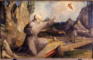 St Francis får stigma. Beccafumi Domenico Mecarino (ca 1486 - 1551) av Domenico Beccafumi
