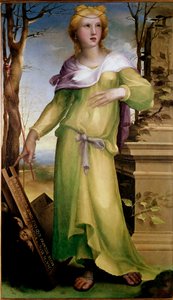 Tanaquil, hustru till Tarquin den äldre, kung av Rom. Efter sin makes död säkerställde hon sin svärson Servius Tullius arv. Målning av Domenico Beccafumi (1486-1551), cirka 1519. Dryck. Mått: 92x53cm. London, National Gallery - Tanaqui