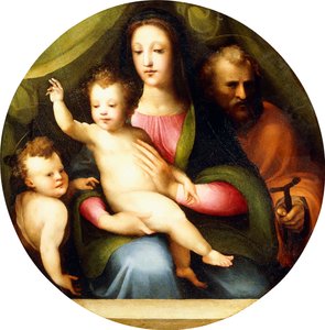Den heliga familjen med spädbarnet Johannes döparen,