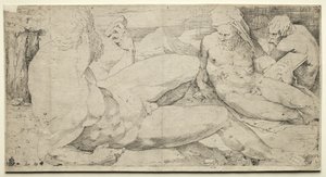 Tre manliga nakenbilder, andra kvartalet 1500-talet. av Domenico Beccafumi