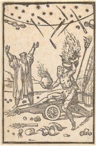 Vulkan leder ett fyrverkeri, blad 10 i serien ”De la Pirotechnia” av Domenico Beccafumi