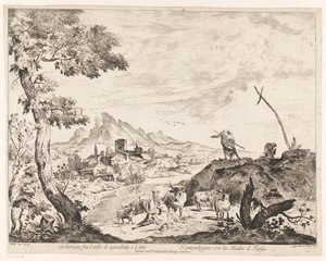 Landskap med herdar och boskap av Domenico Bernardo Zilotti
