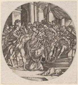 Halshuggning av Saint Catherine av Domenico Campagnola