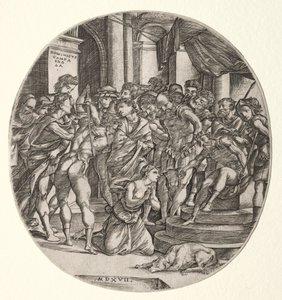 Halshuggning av Saint Catherine av Domenico Campagnola