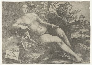 Lutande Venus i landskapet av Domenico Campagnola