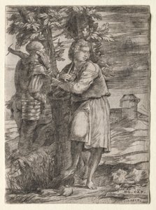 Herde och gammal krigare, 1517. av Domenico Campagnola