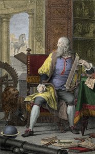 Representation av målaren, skulptören Leonard de Vinci (Leonardo da Vinci) (1452-1519) i hans verkstad Etching av Domenico Cunego (1726-1803)