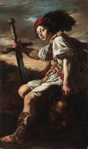 Italienska:  Davide con la testa di Golia David med Goliat huvud