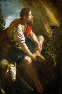 Barock: Moses före den brinnande busken par Fetti, Domenico (1588/90-1623), ca. 1616-1617. Olja på duk