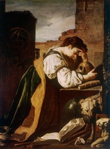 Melancoliemålning (Vanite) av Domenico Fetti (1589-1624) 1621-1623 Sön. 168x128 cm Paris, Louvren