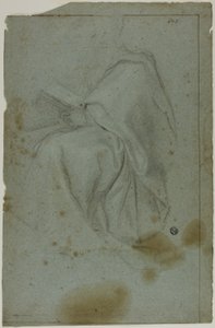 Sittande draperad mansfigur med bok (recto); Två sittande kvinnor med skiss av vänster hand (verso)
