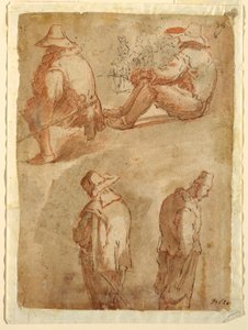 Figurstudier av fem män av Domenico Gargiulo, called Micco Spadaro