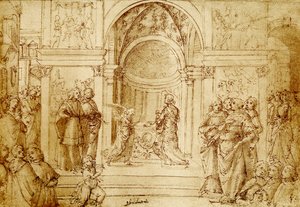 Ängeln visar sig Sakarias i templet av Domenico Ghirlandaio