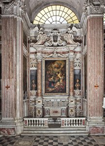 Bebådelse, altare, sjätte kapellet, ca 1679 (olja på duk) 345 x 200 cm