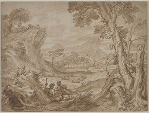 Landskap med herdar, ca. 1700.
