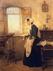 Brev, av Domenico Induno (1815-1878), olja på duk