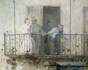 Nyheter om freden i Villafranca, av Domenico Induno, detalj av Domenico Induno