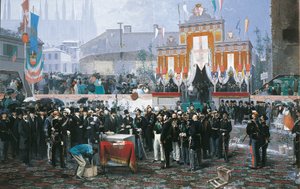 Hörnstensläggningen av Galleria Vittorio Emanuele i Milano, av Domenico Induno av Domenico Induno