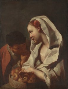 Flicka som säljer frukt av Domenico Maggiotto (attributed to)