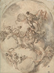 Studie för tak: Apollo och andra figurer