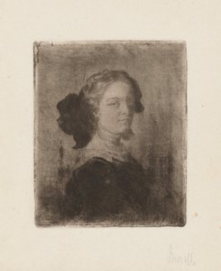 En ung kvinna med en rosett i håret av Domenico Morelli