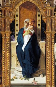 Tryptyk av Madonna av rosorna, av Domenico Morelli (1823-1901), Detalj, St Augustinus kapell, slottet Corigliano Calabro, Kalabrien, Italien
