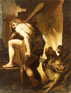 Hercules drar Cerberus från helvetet av Domenico Pedrini