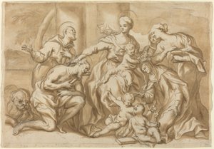 Madonna omgiven av heliga av Domenico Piola