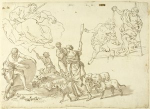 Skisser av religiösa scener av Domenico Piola
