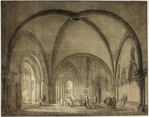 Dopsal och kloster i katedralen i Mainz, från samling av minnesvärda medeltida byggnader i Tyskland
