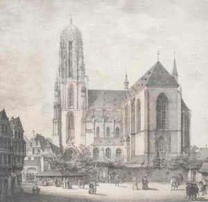 Litografi - Frankfurt - Kejsarkatedralen - Quaglio - 1819 av Domenico Quaglio the Younger