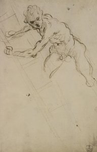 Studie av en figur för korsfästelsen (kol på papper) av Domenico Robusti Tintoretto