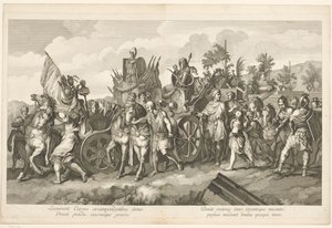 Militär procession med krigsbyte på vagn Alexander den stores triumf i Babylon (serietitel) av Domenico Rossetti