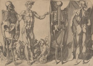 Två flådda män och deras skelett, ca. 1540-45.