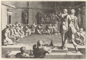 Alexander den stores bankett av Domenico del Barbiere after Francesco Primaticcio