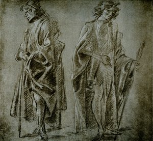 Draperistudier för två mansfigurer av Domenico school of Ghirlandaio