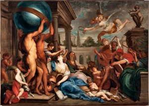 Atheneum of Fine Arts Målning av Domenico Piola (1627-1703) Genes, Musei di Strada Nuova (tidigare Palazzo Bianco)