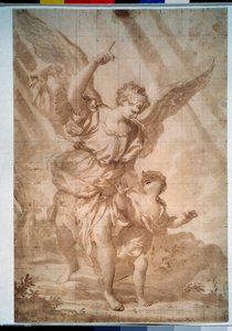 ""Skyddsängeln"" (Skyddsängel) Pennteckning av Domenico Piola (1627-1703) Pushkin-museet, Moskva