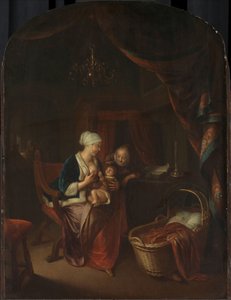En mamma som ger sitt barn bröstet av Domenicus van Tol