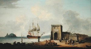 Medelhavshamn (olja på duk) av Dominic Serres
