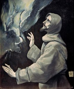 Saint Francis tar emot Stigmata, ca 1585-1590. av Dominico El Greco