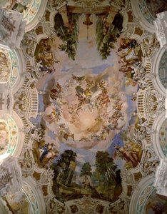 Fresk som dekorerar kupolen på klostret Schussenried av arkitekten Domenikus Zimmermann (1685-1766) 1730-1731 Schussenried, Tyskland av Dominikus Zimmermann