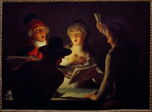 Franska revolutionen: ""The Patriotic Singers"" Målning av Dominique Doncre (1743-1820) 1794 Sön. 0,45 x 0,61 m Paris, Carnavalet Museum